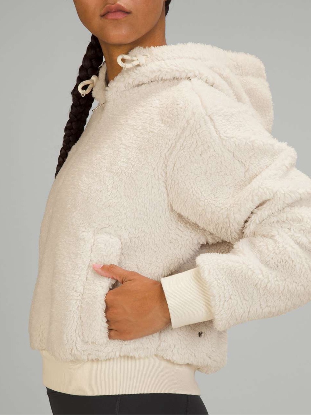 Lululemon Textured Fleece 1/2 Zip Size 4 White Opal Sherpa Fleece